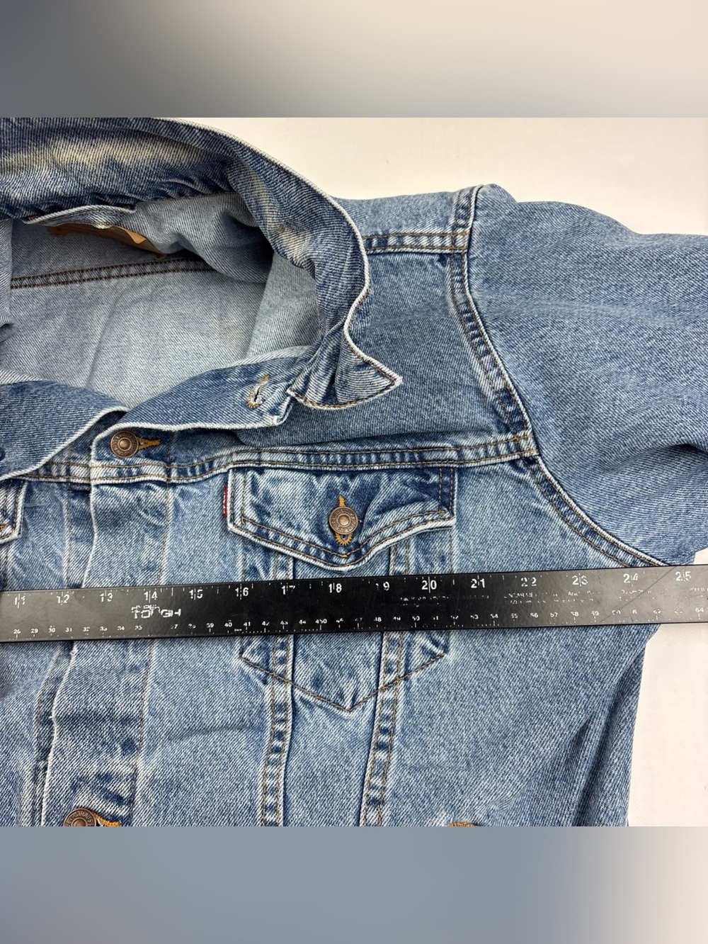 Levis Men Large Denim Jacket Denim Trucker Blue Relaxed Fit 70507-0389 Cotton - Picture 4 of 9
